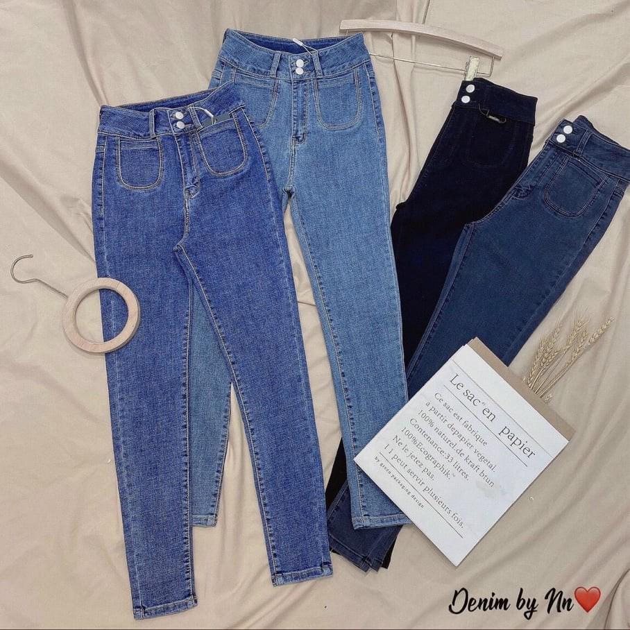 QUẦN JEANS DÀI HAI NÚT TÚI KIỂU CO GIÃN SHOP PHƯƠNG CHÂU