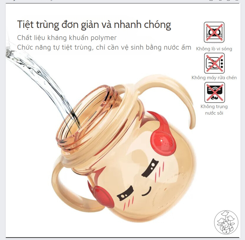 Bình sữa bụng bầu Loluli cảm ứng nhiệt nhựa PPSM kháng khuẩn - 180ml