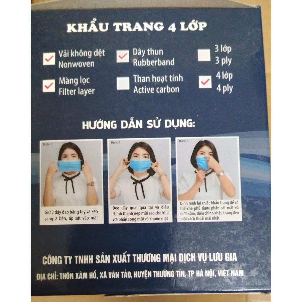 Hộp Khẩu Trang Y Tế 4 Lớp Chức Năng Lọc Bụi, Kháng Khuẩn, Ngăn Giọt Bắn Hiệu Lưu Gia