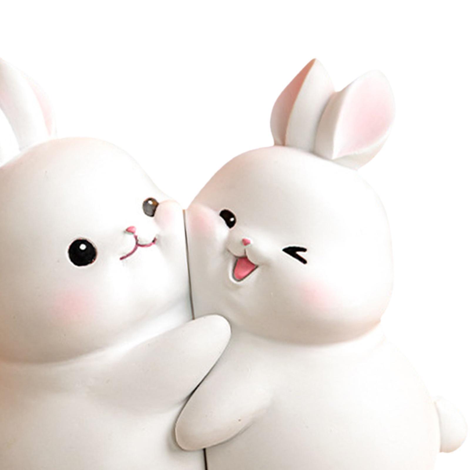 Rabbit Bookend Resin Animal Figurines Book Stand Holder for Cabinet Ornament