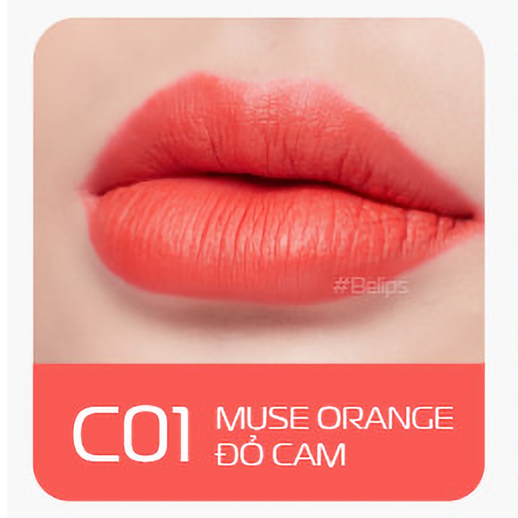 Bộ đôi son thỏi Belips Sexy Lipstick 11 Scarlet Red + son kem lì Belips City At Night C01 Muse Orange