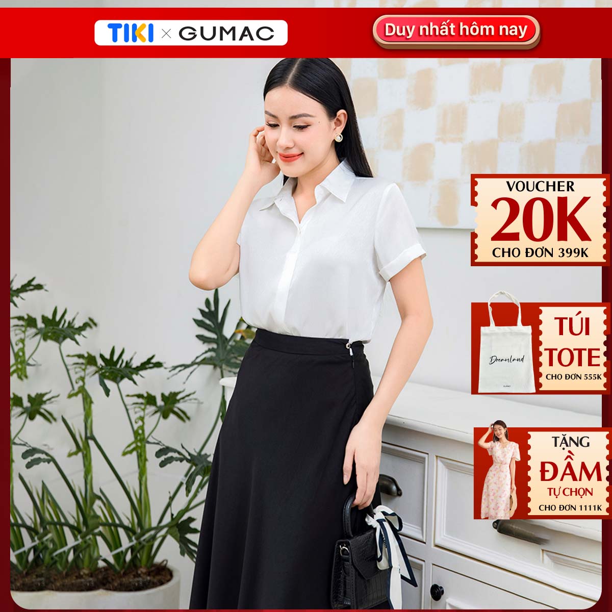Áo kiểu tay lật AD11071 thời trang GUMAC