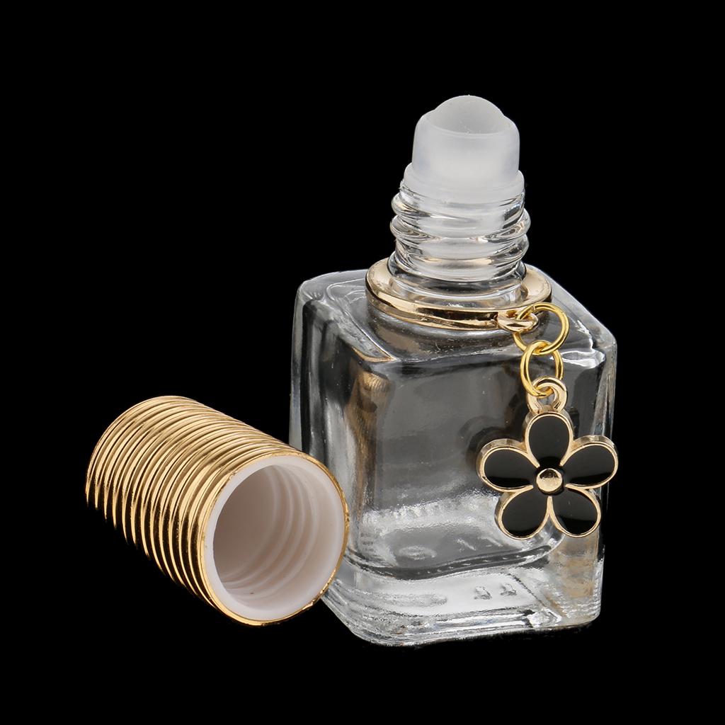 Refillable Comestics Perfume Essential Oil Aftershave Bottle 8ml, Empty Glass Storage Case Clear Portable