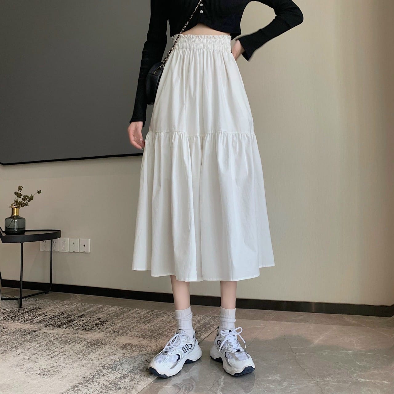 Chân Váy Voan Dài 3 Tầng Ulzzang Lưng Thun Siêu Dễ Thương