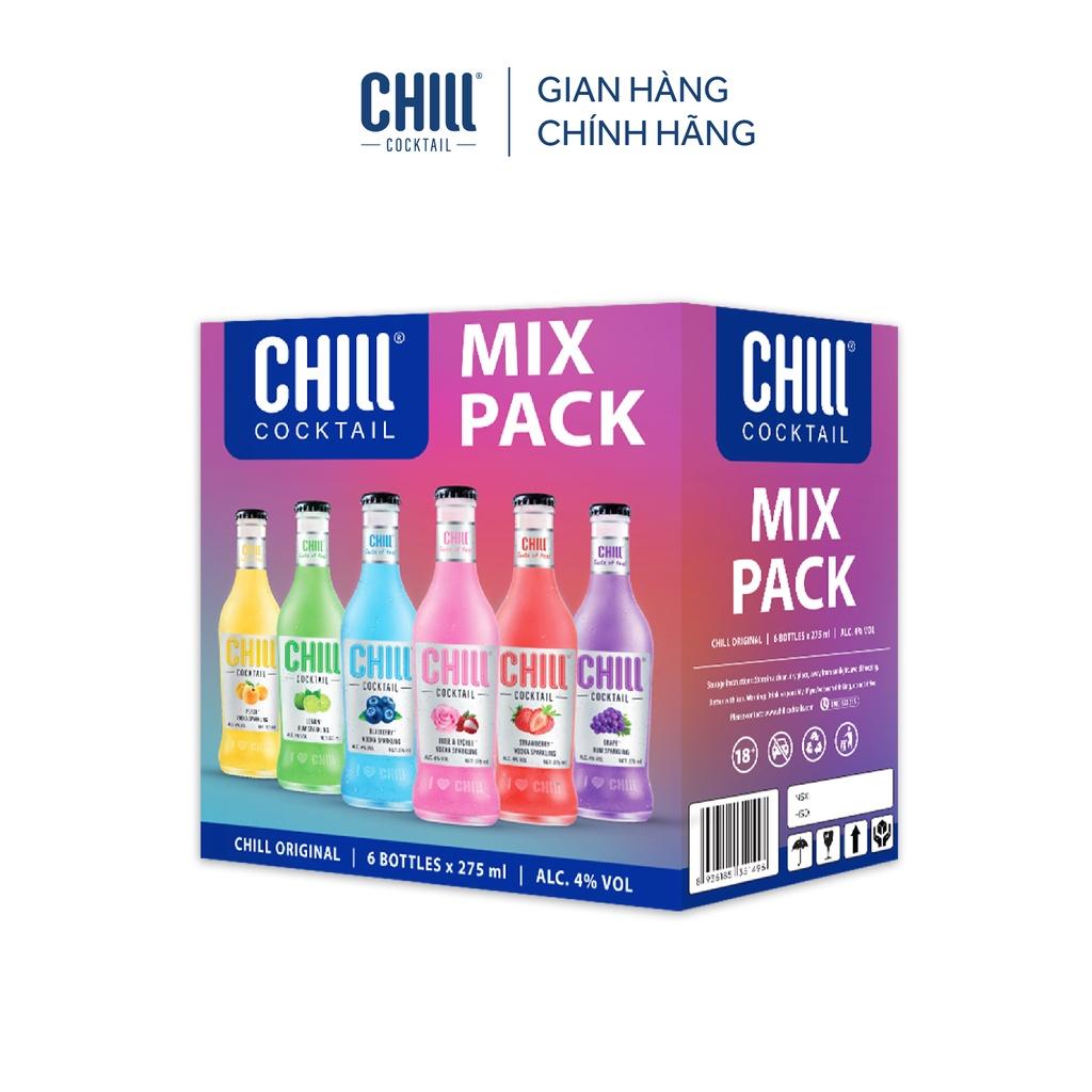 Thùng 6 chai Chill Cocktail Original mix 3 vị 275ml/chai