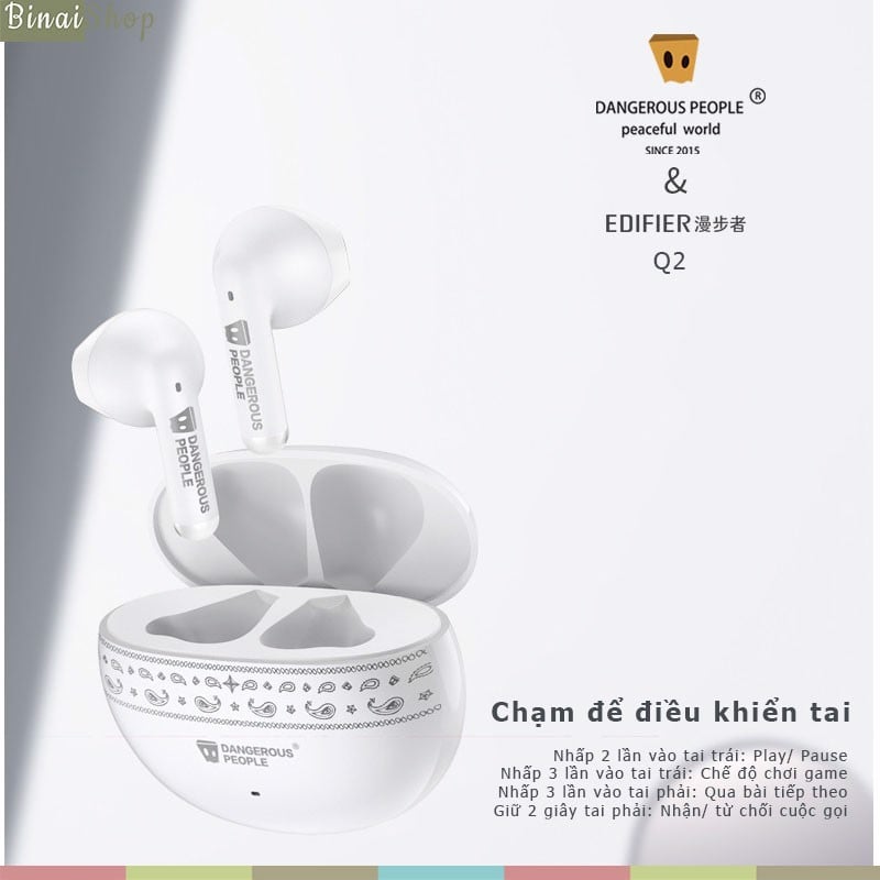 Edifier Q2 - Tai Nghe Nhét Tai Bluetooth V5.1, Chống Nước IP54, Chơi Game, Đàm Thoại, Thời Lượng 28h- Hàng chính hãng