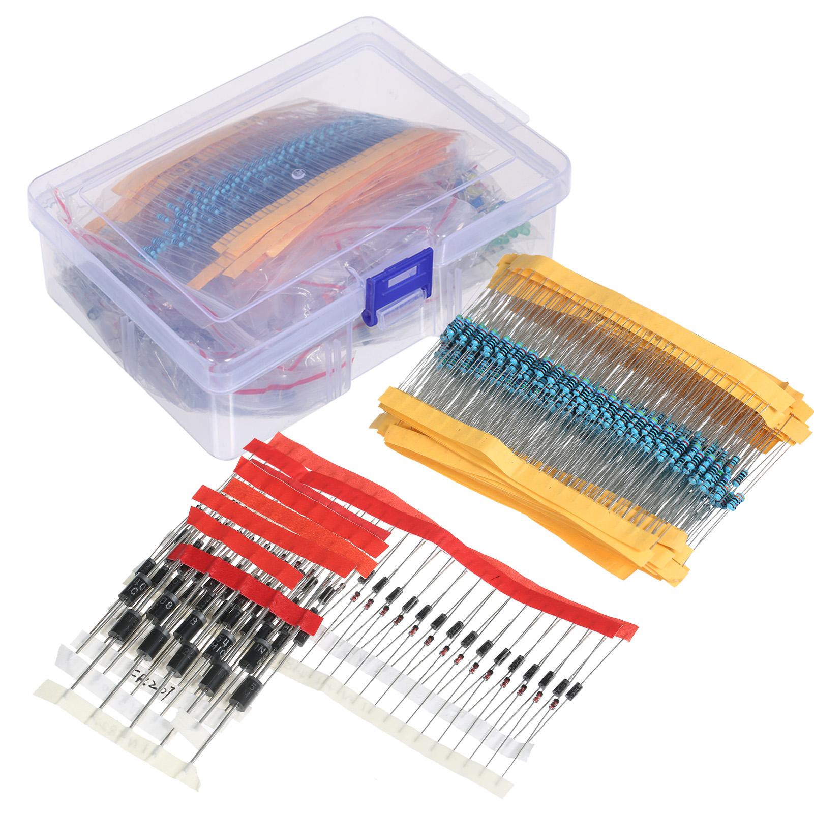 1400PCS Electronic Components Assortment Kit Assorted Electric Element Starter Kit with 1/4W Resistance LED Diode