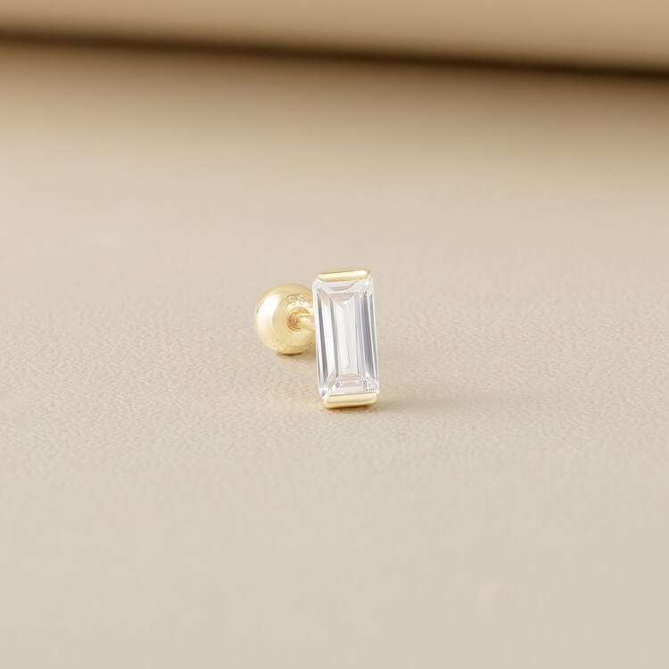 Khuyên Tai Vàng 14KY chuôi bi vặn Korean Style (V0182) - MOON Jewelry