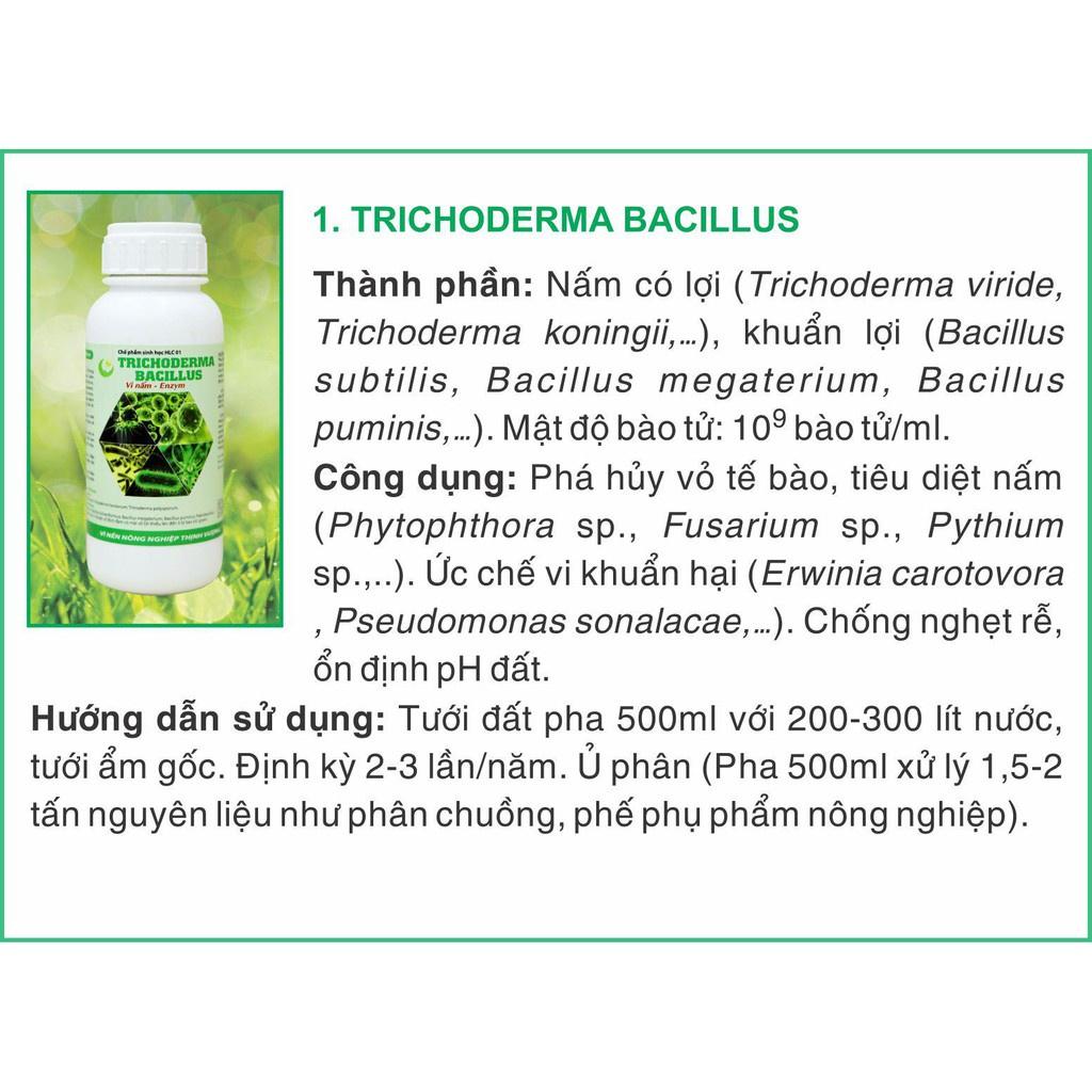 NẤM ĐỐI KHÁNG TRICHODERMA BACILLUS HLC CHAI 250ML - Ủ PHÂN CHUỒNG, TƯỚI CÂY, ĐỐI KHÁNG NẤM BỆNH, CẢI TẠO ĐẤT
