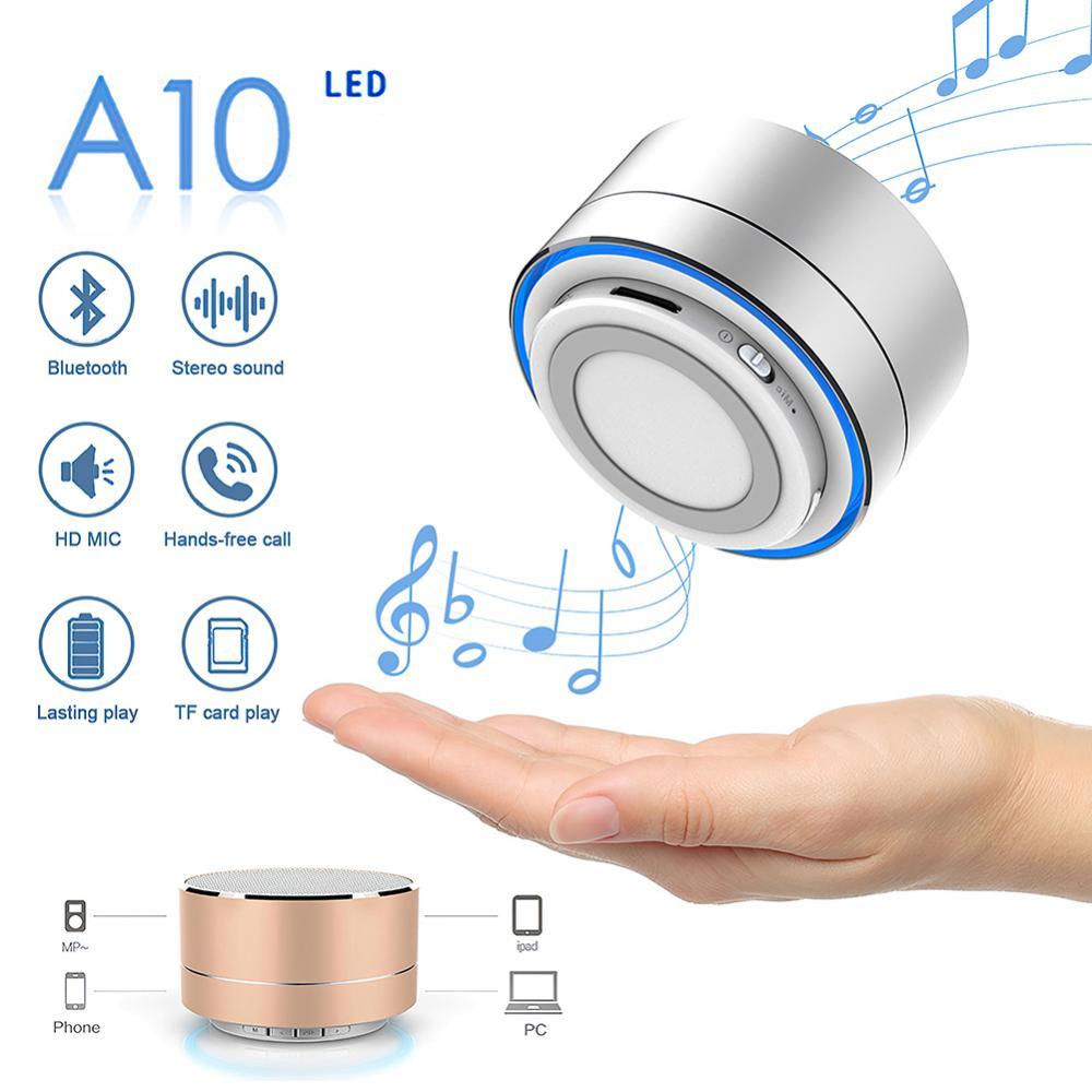 A10 Âm thanh Bluetooth thông minh không dây Mini Loa hợp kim nhôm hình trụ thời trang Loa siêu trầm rảnh tay Loa âm thanh nổi Màu sắc: 01 Đen
