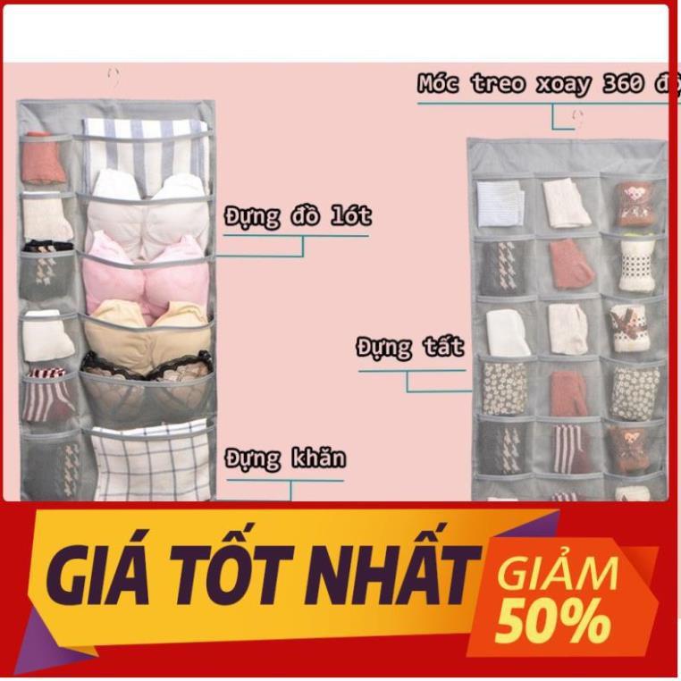 Túi treo đồ lót 2 mặt 30 ô đa năng nhiều ngăn để tất vớ có móc ích lợi và tiện dụng kiểu mới