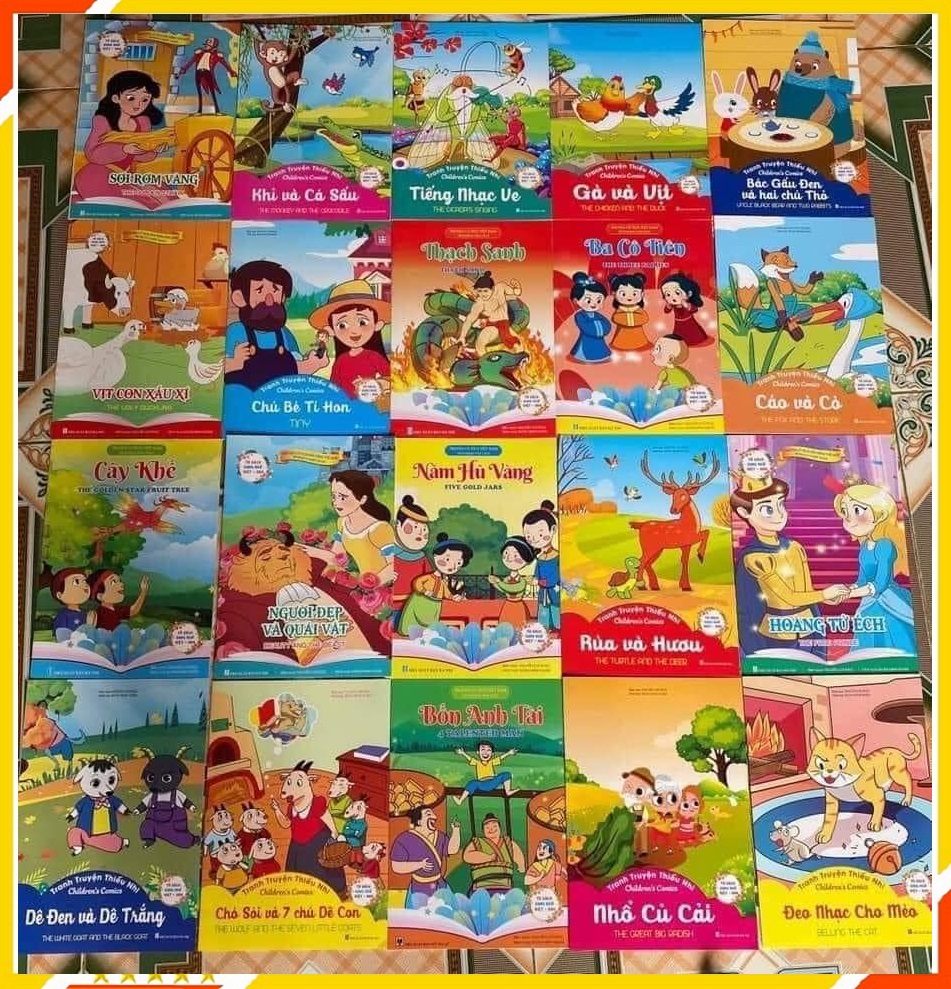 Combo 20 quyển truyện cổ tích song ngữ Anh Việt cho bé truyện cổ tích Việt Nam, truyện cổ tích thế giới
