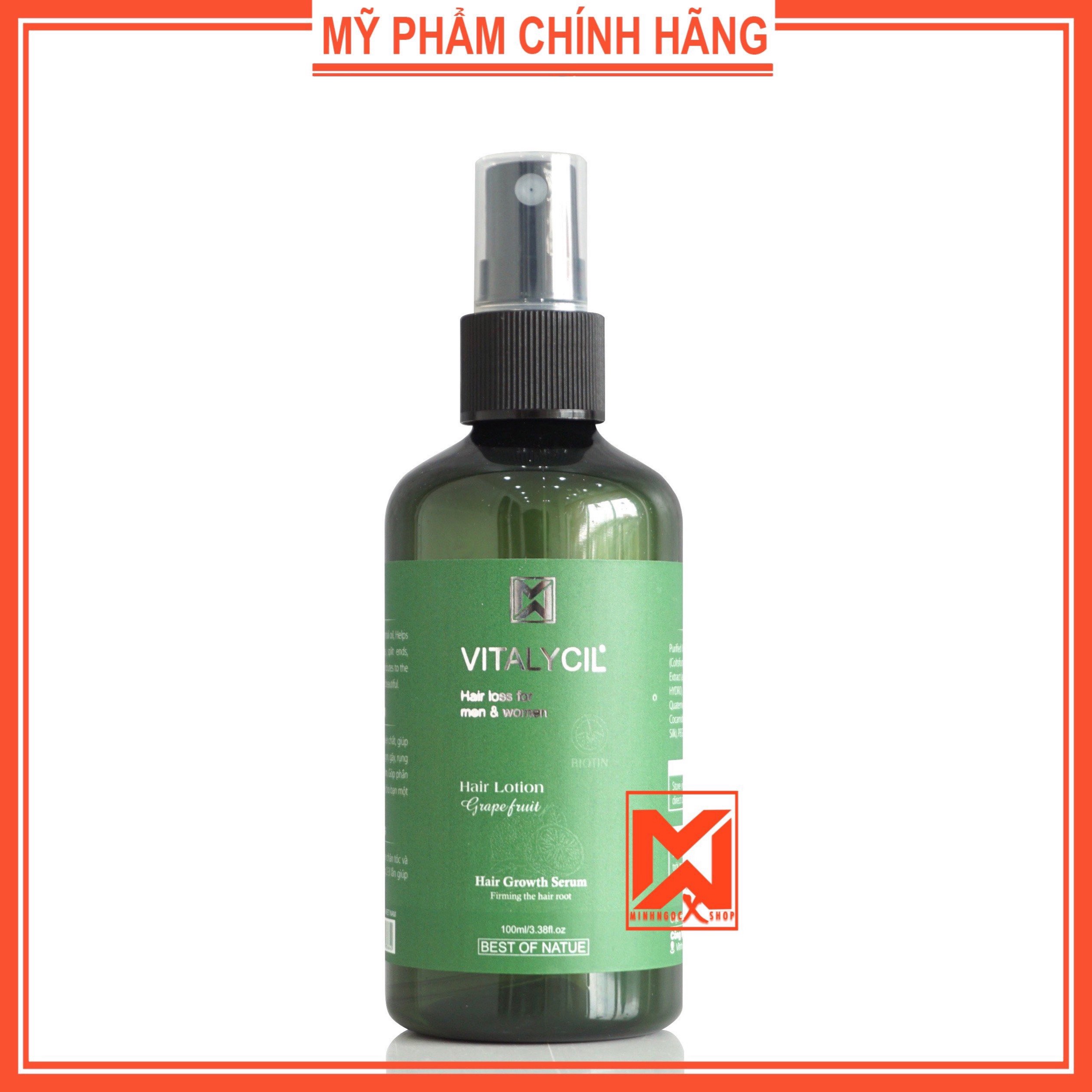 Tinh dầu bưởi, xịt dưỡng tóc tinh dầu bưởi VITALYCIL 100ml, ngừa rụng kích mọc tóc