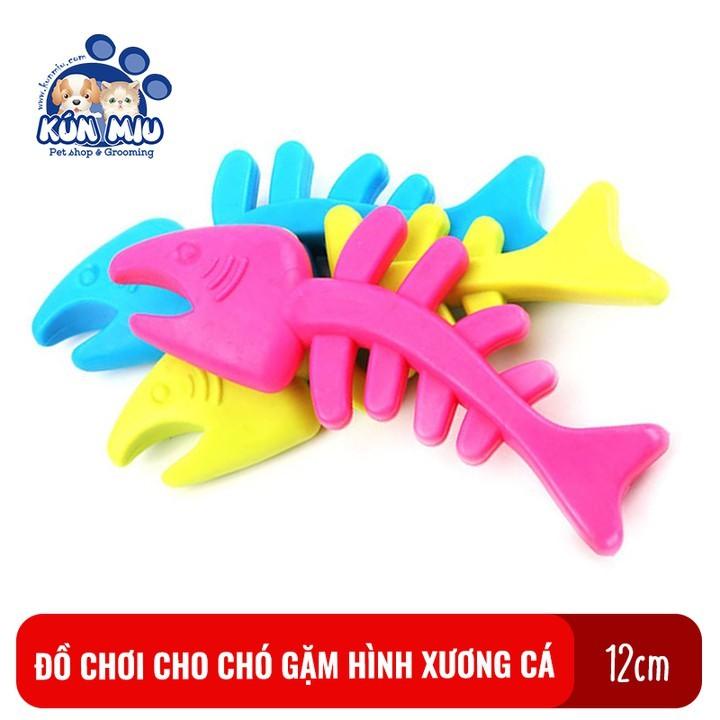 Đồ chơi cho chó gặm sạch răng hình xương cá chất liệu cao su an toàn nhiều màu sắc