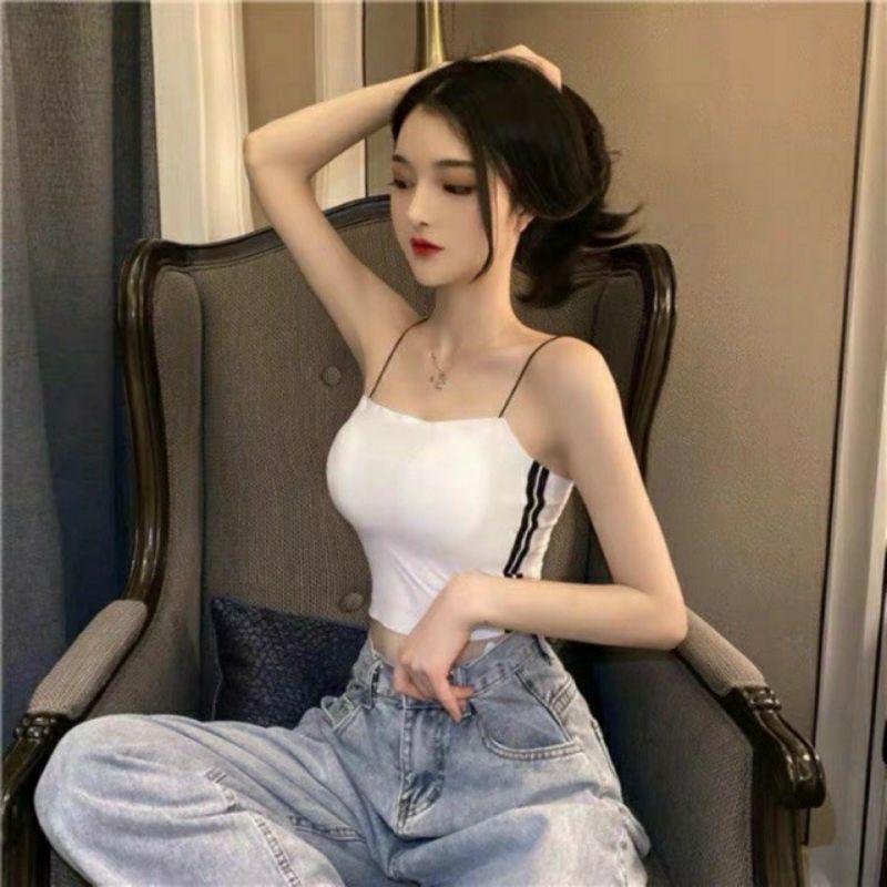 Áo Bra Đúc Su Hai Dây Phối Đen Trắng Siêu Xinh