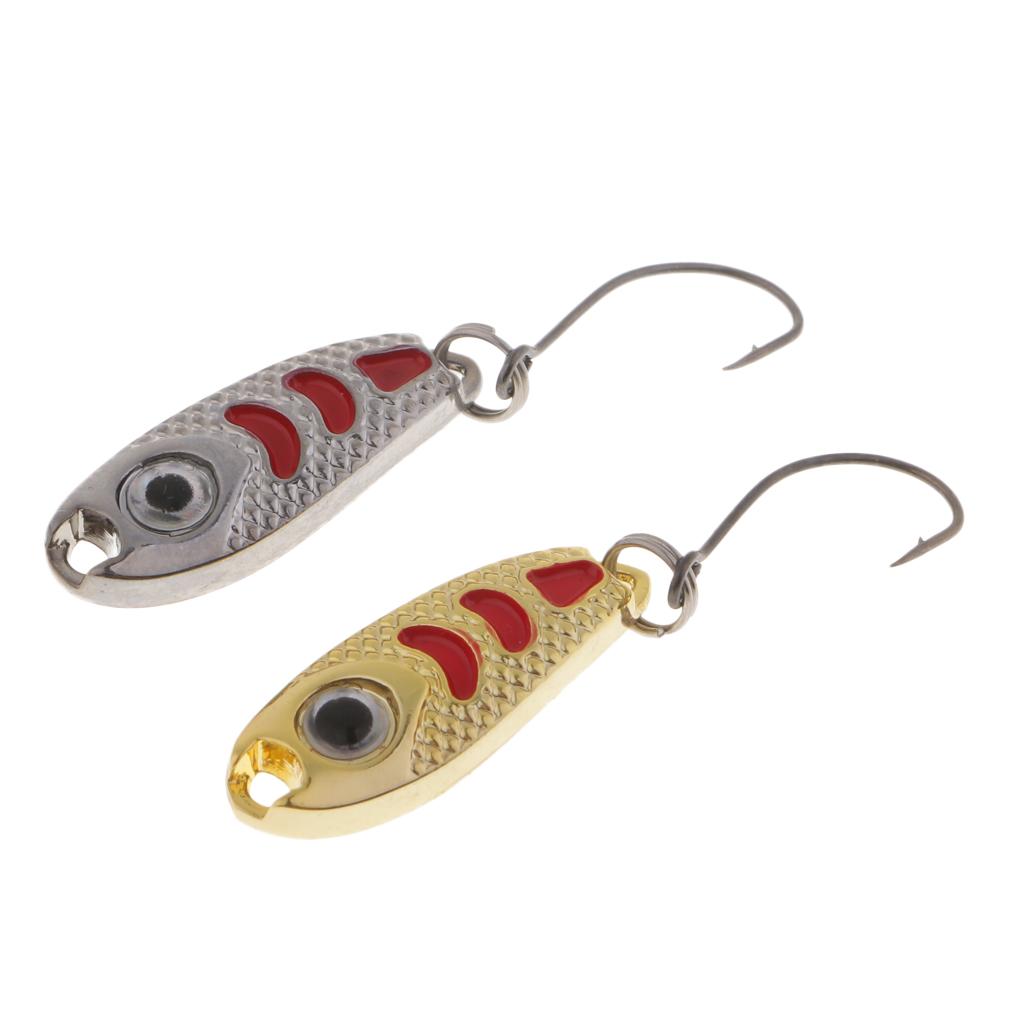 2Pcs Metal Spoons Fishing Lures Hard Sequins Baits with Single Hook