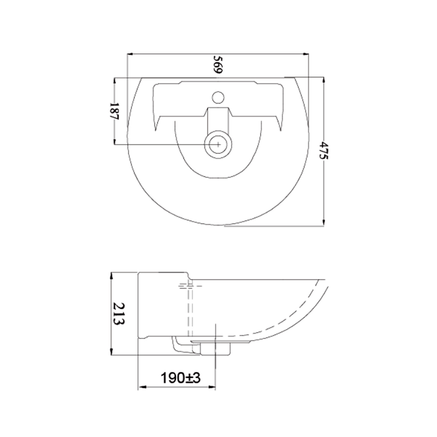 Bộ lavabo treo tường chân ngắn Viglacera VI5 gốm sứ ceramic, lòng chậu sâu, thiết kế sang trọng tiết kiệm không gian tối đa - Hoa Sen Home - Hàng chính hãng