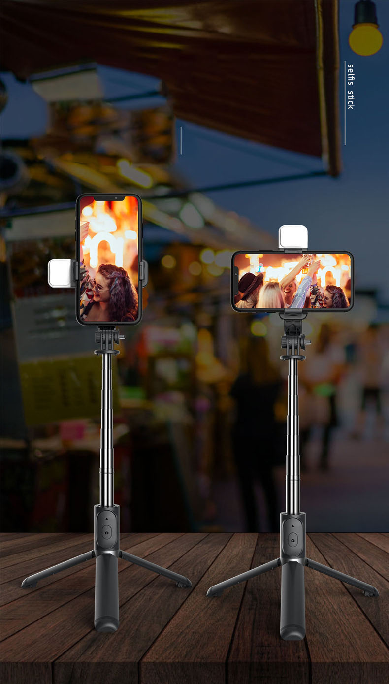 Gậy chụp ảnh tự sướng 3 chân có đèn led trợ sáng bluetooth điều khiển từ xa xoay nhiều góc độ