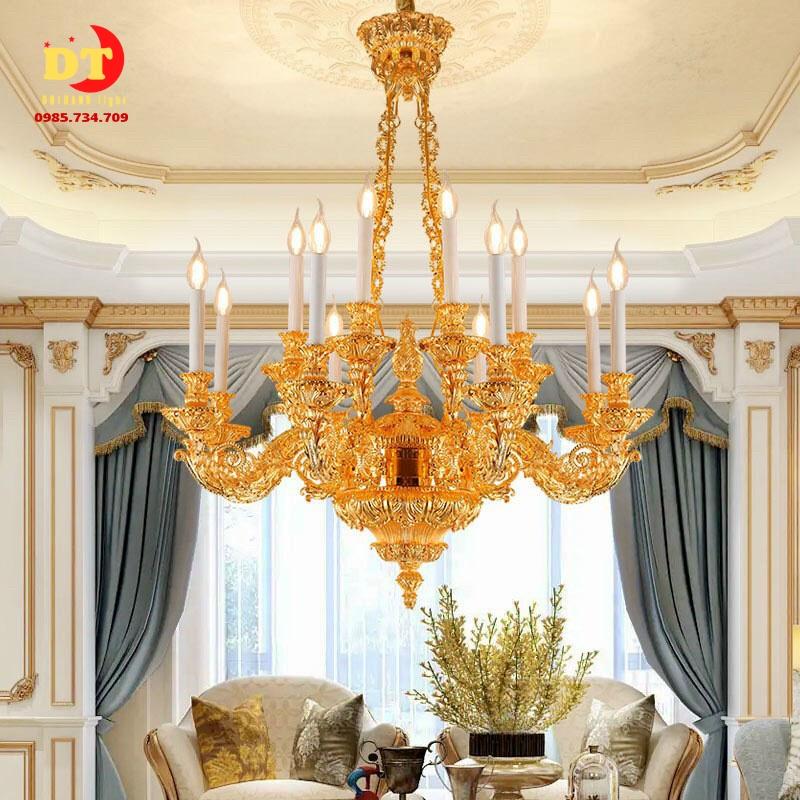 Đèn chùm nến tay mạ 24k 15 tay cao cấp DQM