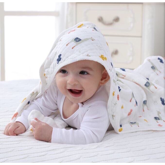 Ủ vuông xô cao cấp cho bé, Khăn quấn ủ vuông xô Organic cho bé sơ sinh