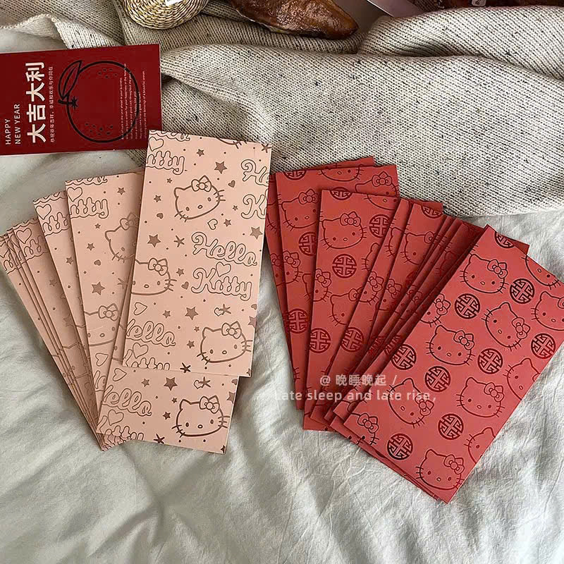 Set 30 Bao Lì Xì Hello Kitty Sanrio Màu Đỏ – Phong Bì Năm Mới Hình Mèo KT, Lì Xì Trẻ Em, Tiền May Mắn Lễ Tết - HÀNG CHÍNH HÃNG MINIIN