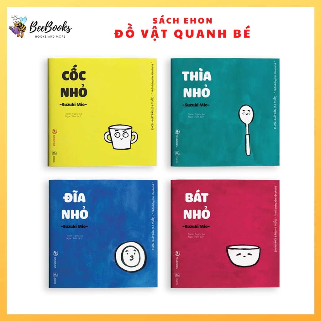 Sách Ehon Nhật Bản- Bộ 4 cuốn Ehon Đồ Vật Quanh Bé dành cho các bé từ 0-4 tuổi- Bộ ehon cùng con nhận biết những đồ vật quanh mình. Bee Books