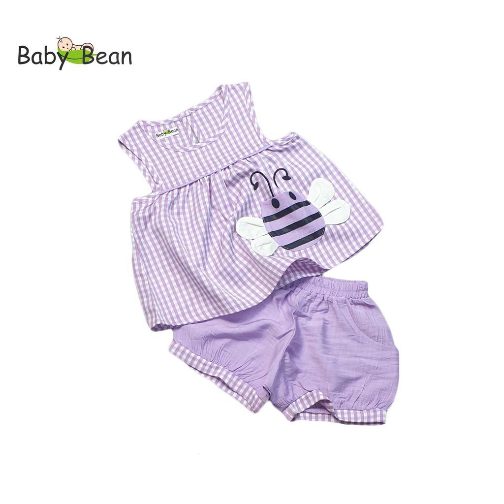 Đồ Bộ Caro Thêu Ong Quần Short Màu Bé Gái BabyBean (8kg-30kg)