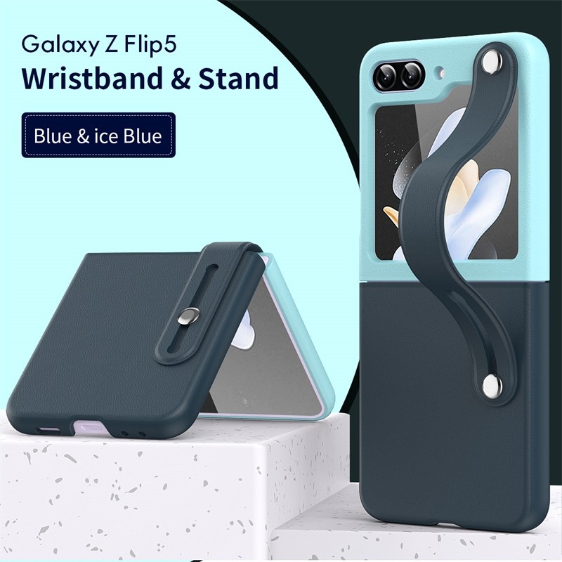 Ốp lưng đai đeo hand trap chống sốc cho Samsung Galaxy Z Flip 5 5G hiệu HOTCASE Wristband Stand Phone Case - chất liệu cao cấp, thiết kế thời trang sang trọng có đai đeo tay an toàn - Hàng nhập khẩu