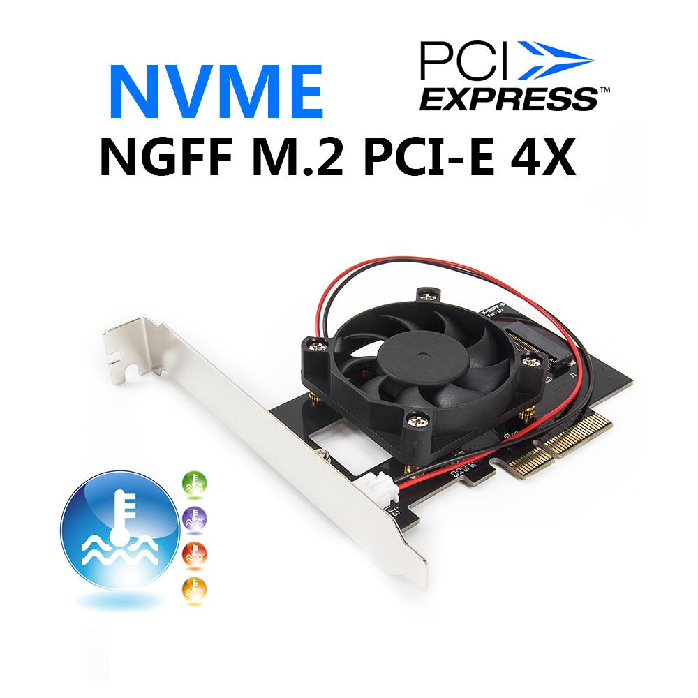 I bộ chuyển đổi thẻ mở rộng với quạt cho máy tính để bàn M.2 NVME NGFF sang PCI-E X4