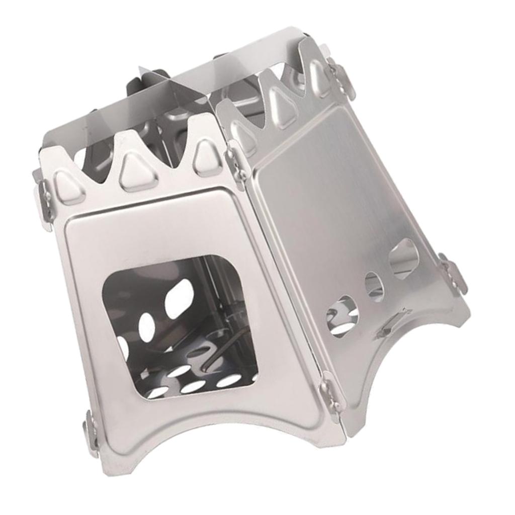 Portable Stainless Steel Camping Hiking Wood Stove Charcoal Burner L