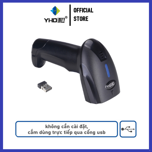 Máy quét mã vạch không dây YHD 1100DW 2D, Đầu đọc Qrcode kết nối USB dùng trên Laptop, PC- Hàng Chính Hãng