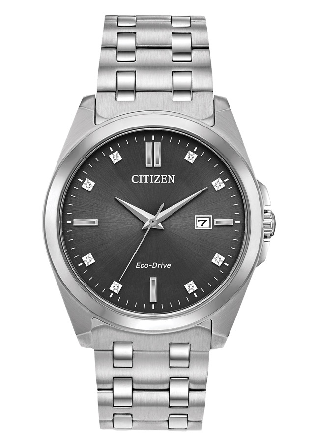 Đồng Hồ Nam Citizen Eco-Drive Đính Kim Cương Dây Thép Không Gỉ BM7100-59H - Mặt Xám (Sapphire)