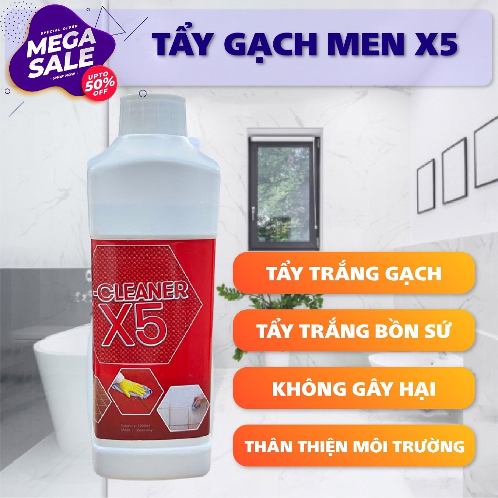Nước Tẩy Trắng Ron, Sàn Gạch Men Cực Trắng F - Cleaner X5 Siêu Sạch