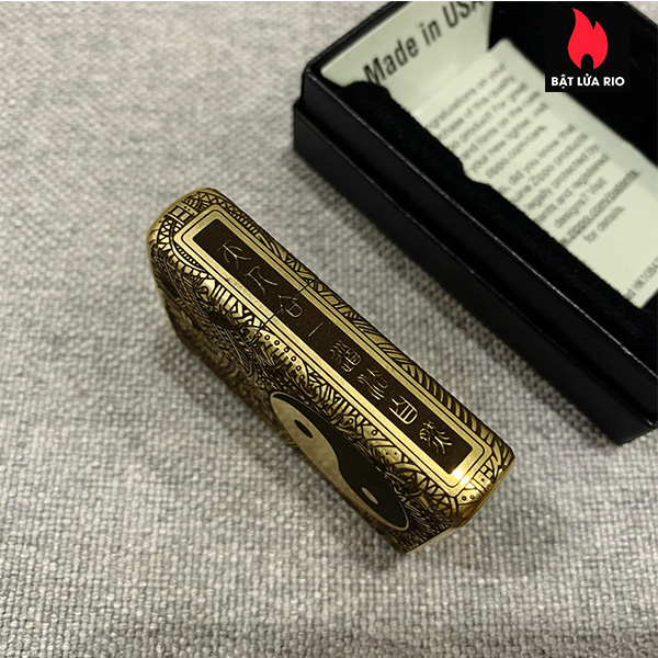 Bật Lửa Zippo Gold Dust 207G Khắc Bát Quái Âm Dương Ngũ Hành 4 Mặt – Zippo 207G.Amduong03