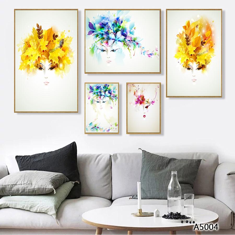Bộ tranh khung canvas treo tường cô gái