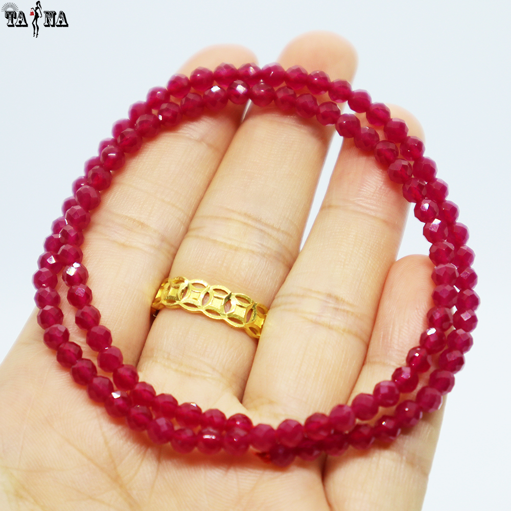 Vòng tay đá Ruby tổng hợp cắt giác quấn 2 vòng