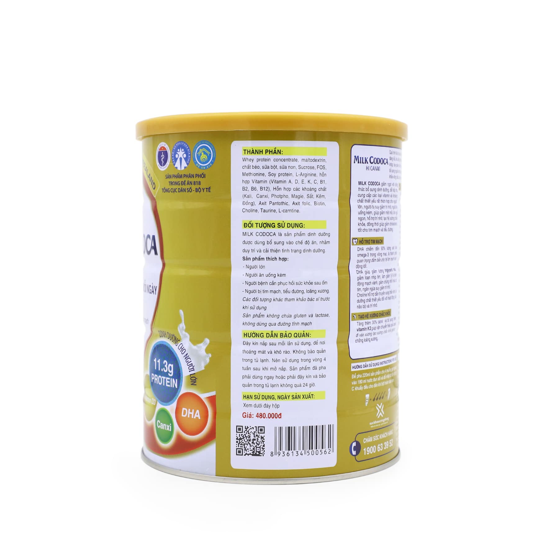Milk Codoca Hi Canxi - Sữa dinh dưỡng tăng cường sức khỏe, bổ sung Canxi
