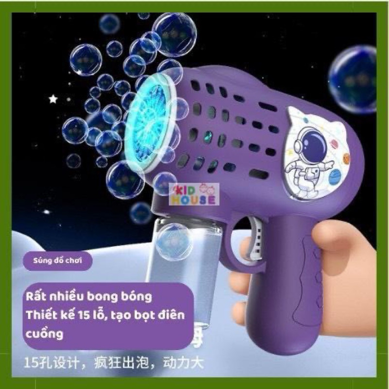 Đồ chơi bắn bong bóng xà phòng phi hành gia dùng pin kèm lọ nước xà phòng