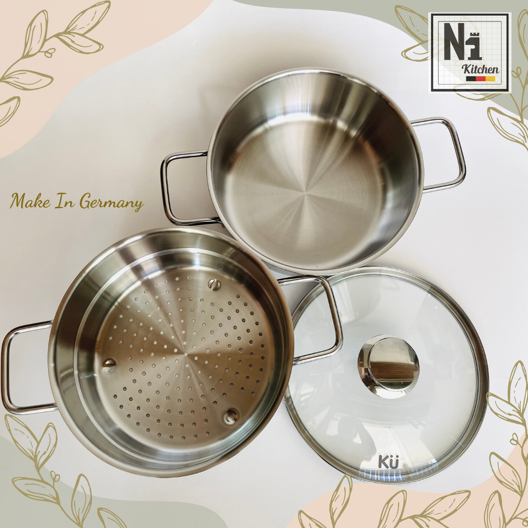 Bộ nồi inox KUCHEN, Hàn Quốc, Bảo hành: 10 năm – Set 5 nồi - Hàng Chính Hãng