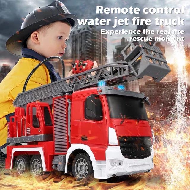 LADDER FIRE TRUCK XE CỨU HỎA SIZE ĐẠI ĐIỀU KHIỂN PHUN NƯỚC TỪ XA CÓ SẠC