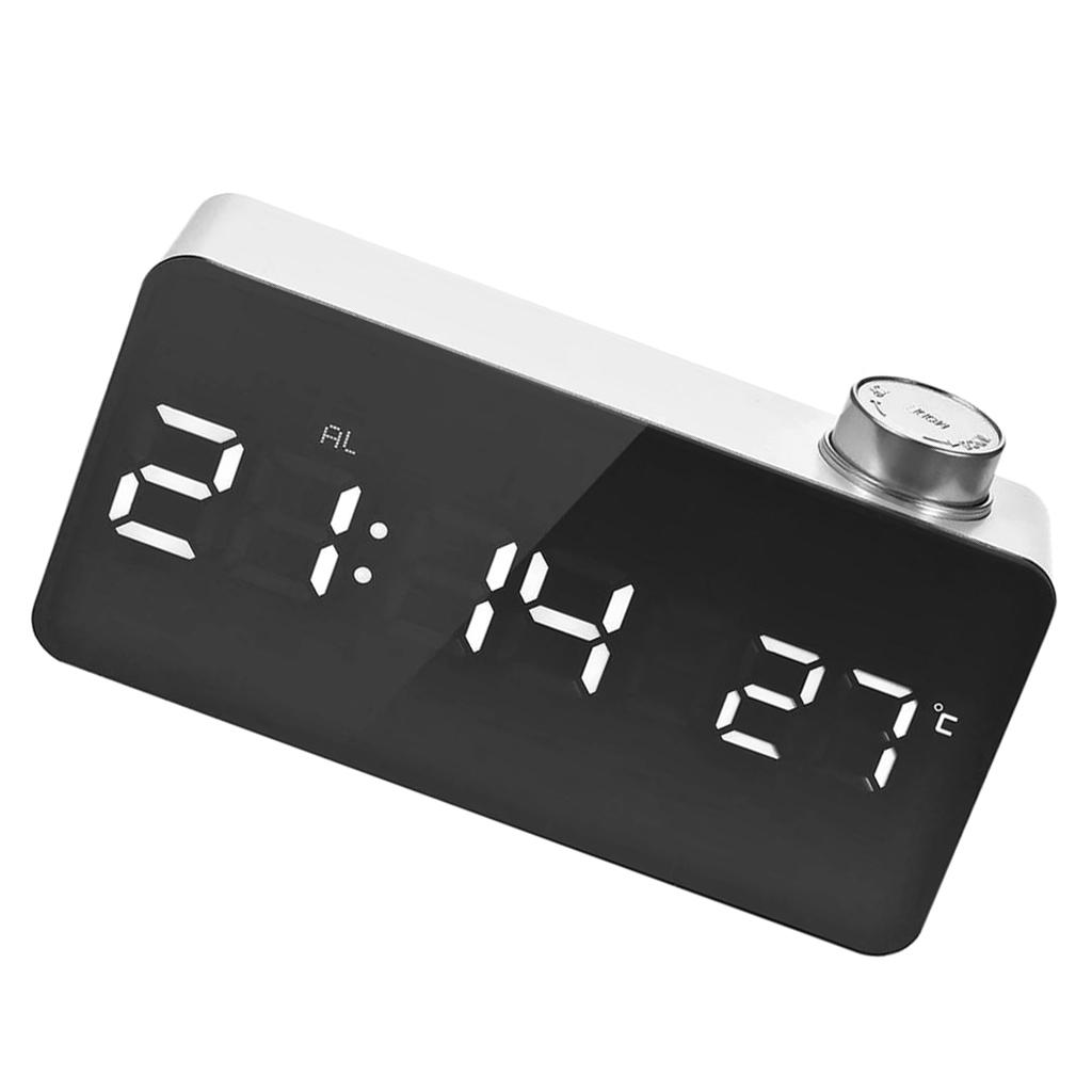 Creative Digital LED Mirror Alarm Clock With Thermometer Display 12H/24H