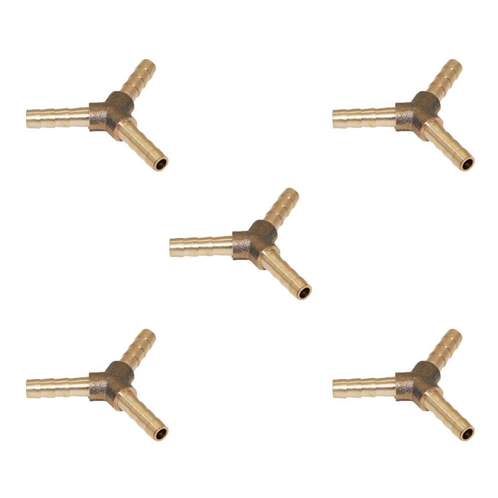 3X 5Pcs Brass 3 Ways Barbed Hose Tube Pipe Pagoda Fitting Connector 6mm-6mm