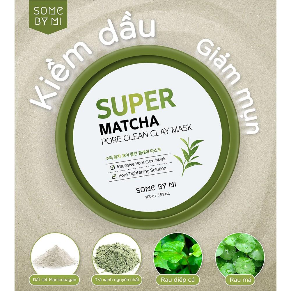 Mặt nạ đất sét giảm mụn đầu đen hiệu quả some by mi super matcha pore clean clay mask 100g