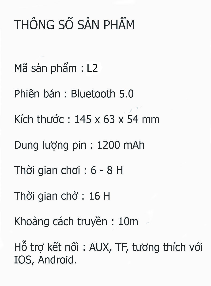 Loa Bluetooth siêu bass âm thanh cực chất L2