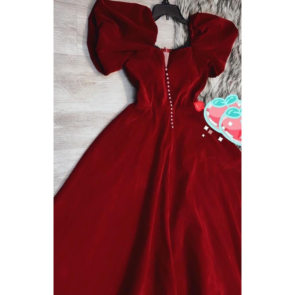 VÁY NHUNG ĐỎ BIGSIZE DỰ TIỆC