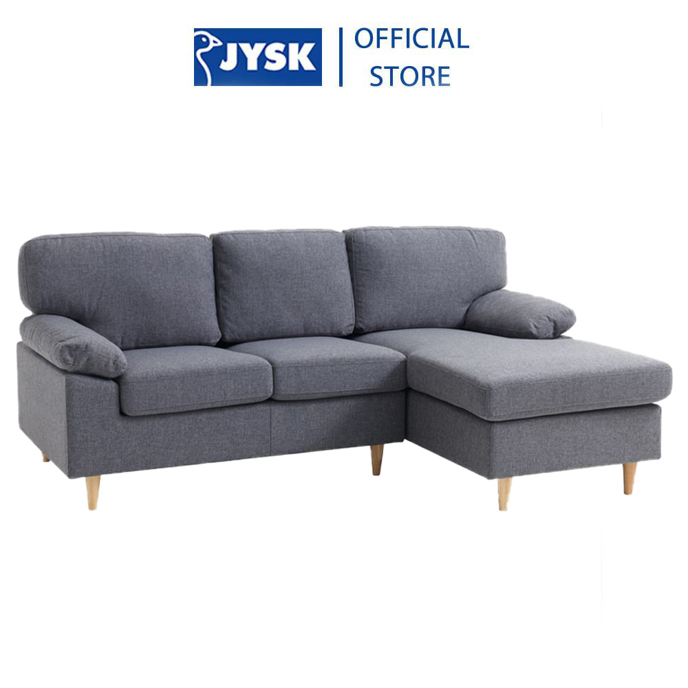 Sofa góc phải | JYSK Gedved | Polyester/ chân gỗ | xám/ xám nhạt | R209xS84/141xC85cm