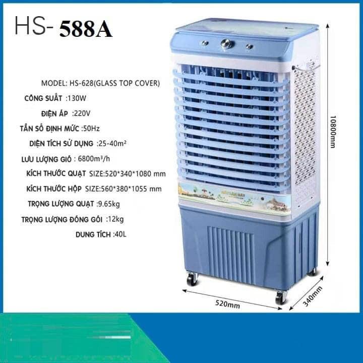 QUẠT ĐIỀU HOÀ QUẠT ĐÁ LÀM MÁT GIẢM NHIỆT BẰNG HƠI NƯỚC HS-588A BÌNH 45 LÍT