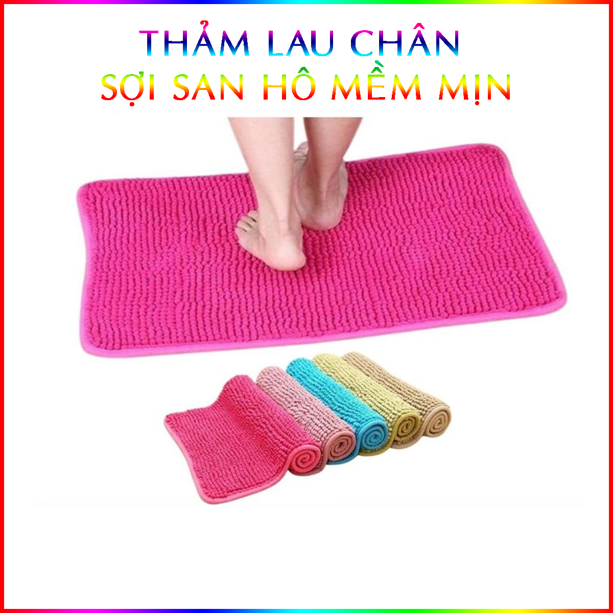 Thảm Lau Chân Thấm Nước Sợi San Hô Siêu Thấm 47x32Cm