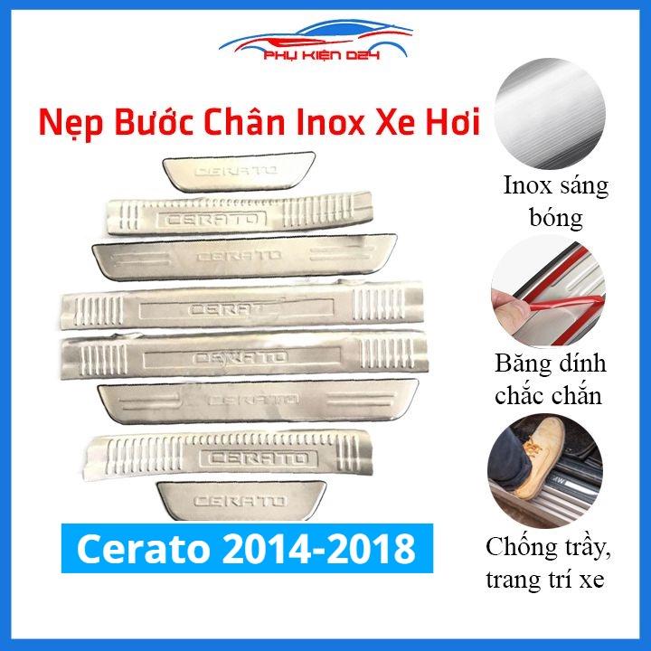 Bộ ốp bậc cửa trong ngoài nẹp bước chân Cerato 2014-2015-2016-2017-2018 Inox chống trầy trang trí xe