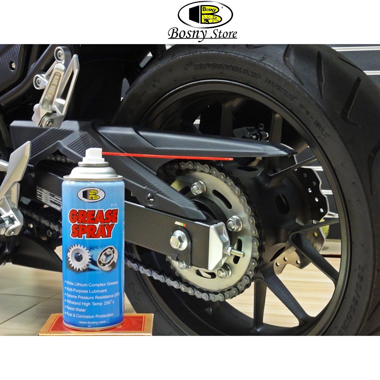 Grease Spray - Dầu bôi trơn cao cấp Bosny nhập khẩu Thái Lan - Chăm sóc động cơ một cách hiệu quả và đáng tin cậy